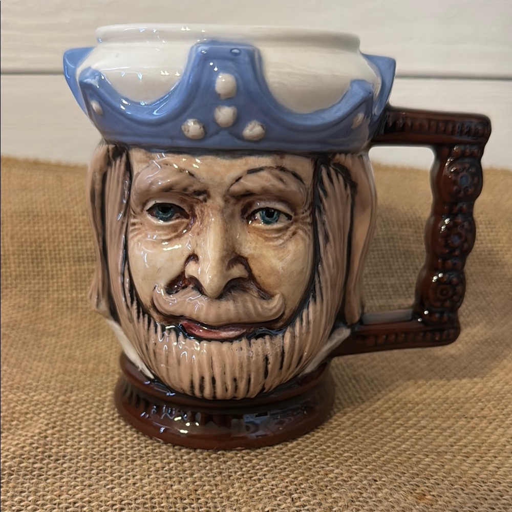 Coffee Mug King Royalty Crown Bearded Face Mug Vintage Style Collectible